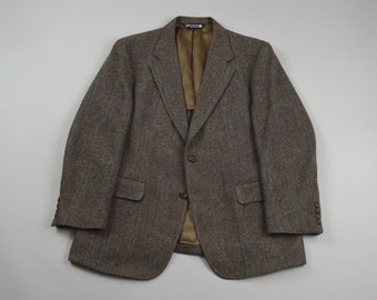 Vintage 1980s Brown Herringbone Wool Sport Coat by Tailor's Bench Size 42S