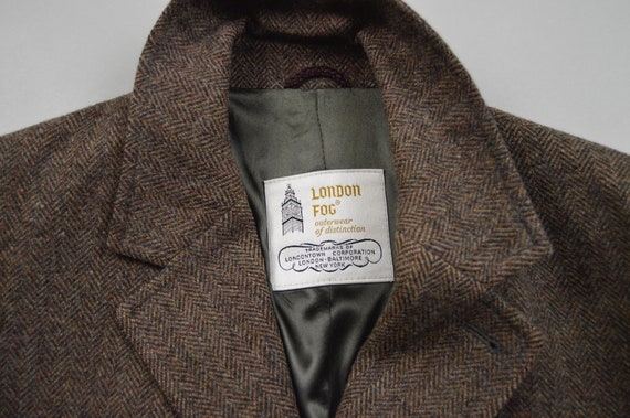 Vintage 1970s/1980s Brown Herringbone Tweed Overc… - image 7