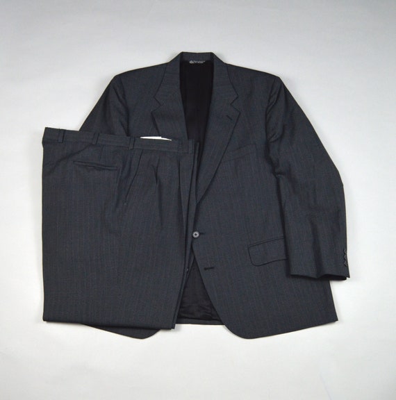 Vintage 1980s Charcoal Stripe Suit by Christian Dior Size