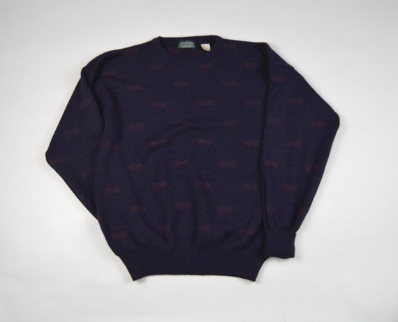 Vintage 1980s Dark Navy w/Red Argyle Sweater by M… - image 1