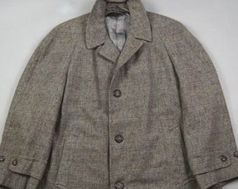 Vintage des années 1950/60 taille 42/44 marron clair avec pardessus raglan orange Fleck par Rock Knit