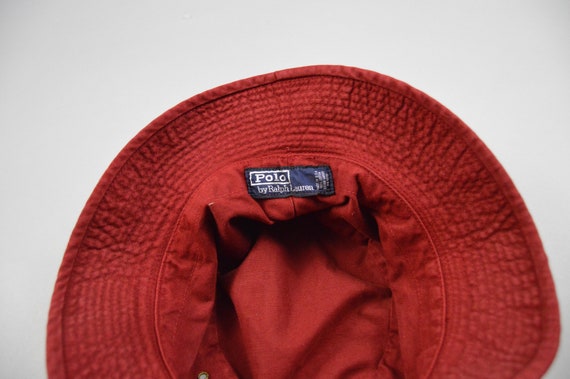 Vintage 1990s Red Cotton Bucket Hat by Polo Ralph… - image 5