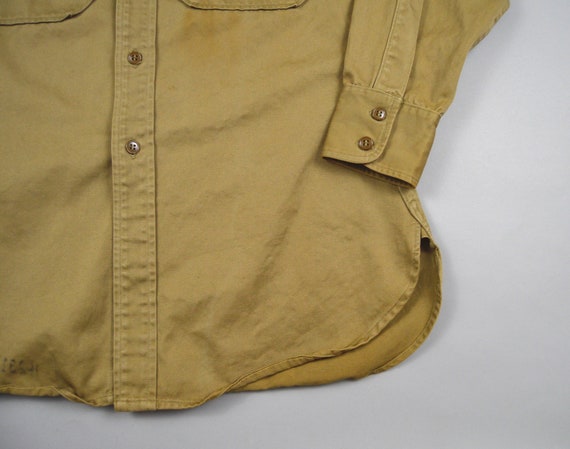 Vintage 1950s Khaki Military Uniform Shirt Size S… - image 3