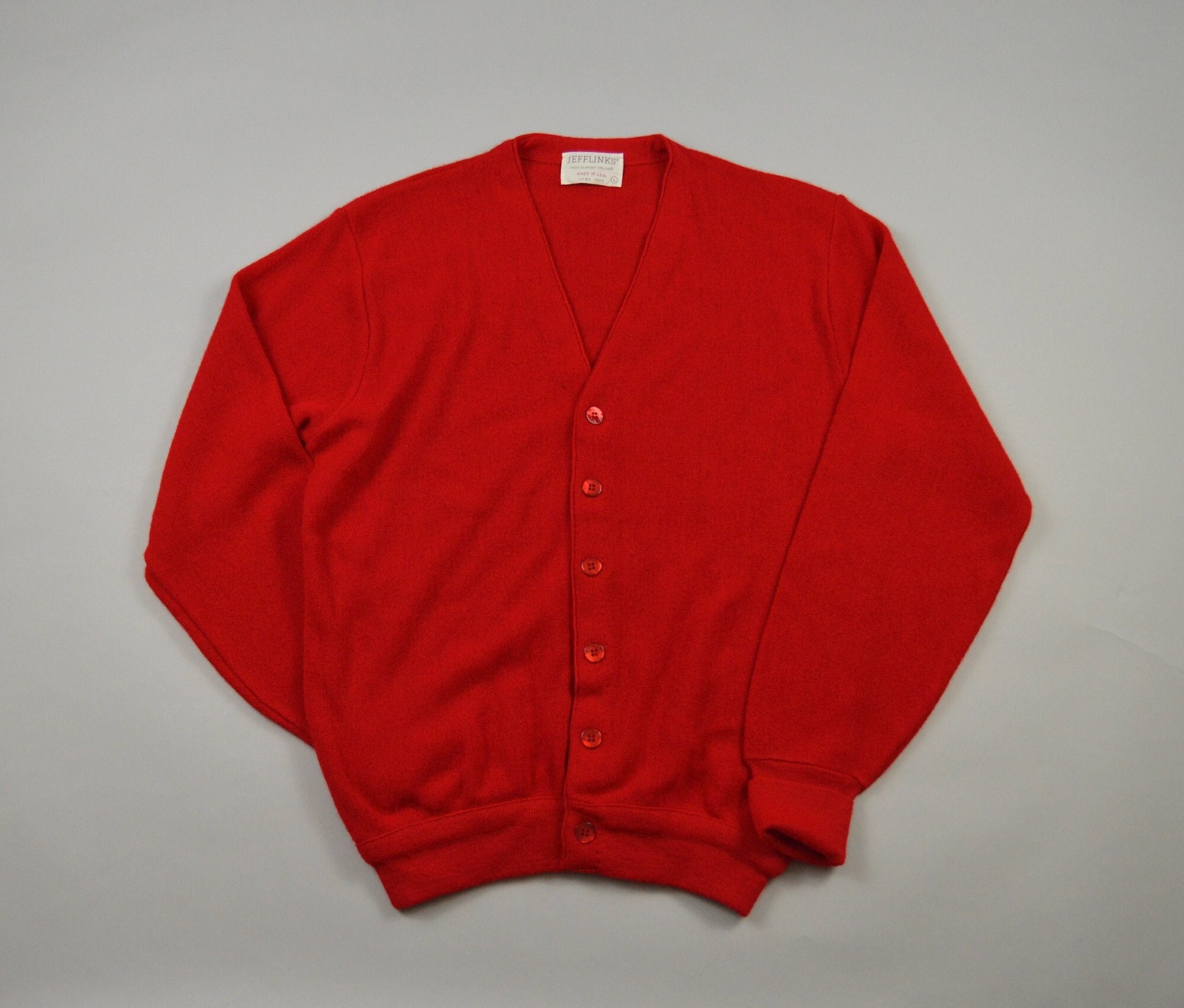 Vintage 1970s Red Cardigan by Lord Jeff Size Large - Etsy