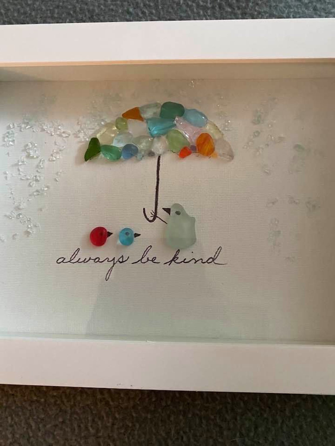 Sea Glass Framed Art/ Sea Glass Shadow Box/Sea Glass Art/Sea Etsy