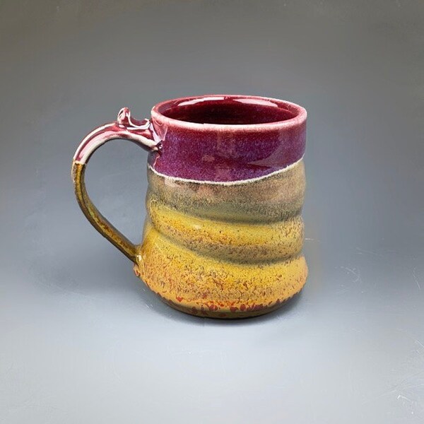 Handmade Pottery Mug  Red and Golden Brown Stoneware by Mark Hudak