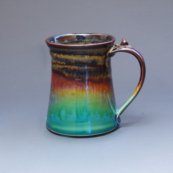 Handmade Pottery Mug Brown and Green  Stoneware by Mark Hudak