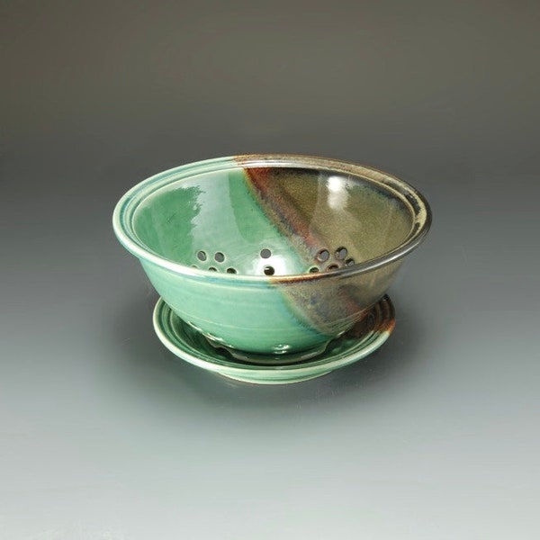 Handmade Green Pottery Berry Bowl by Mark Hudak