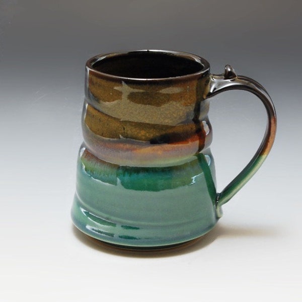 Handmade Pottery Mug  Brown and Green  Stoneware by Mark Hudak