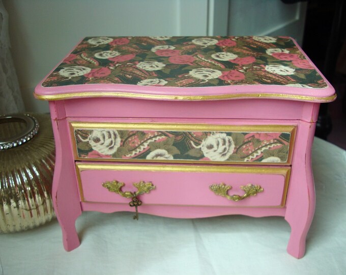 French Vintage Jewelry Box Boudoir Romantic Gifts Trinket Box Upclcled Vintage Jewelry Box