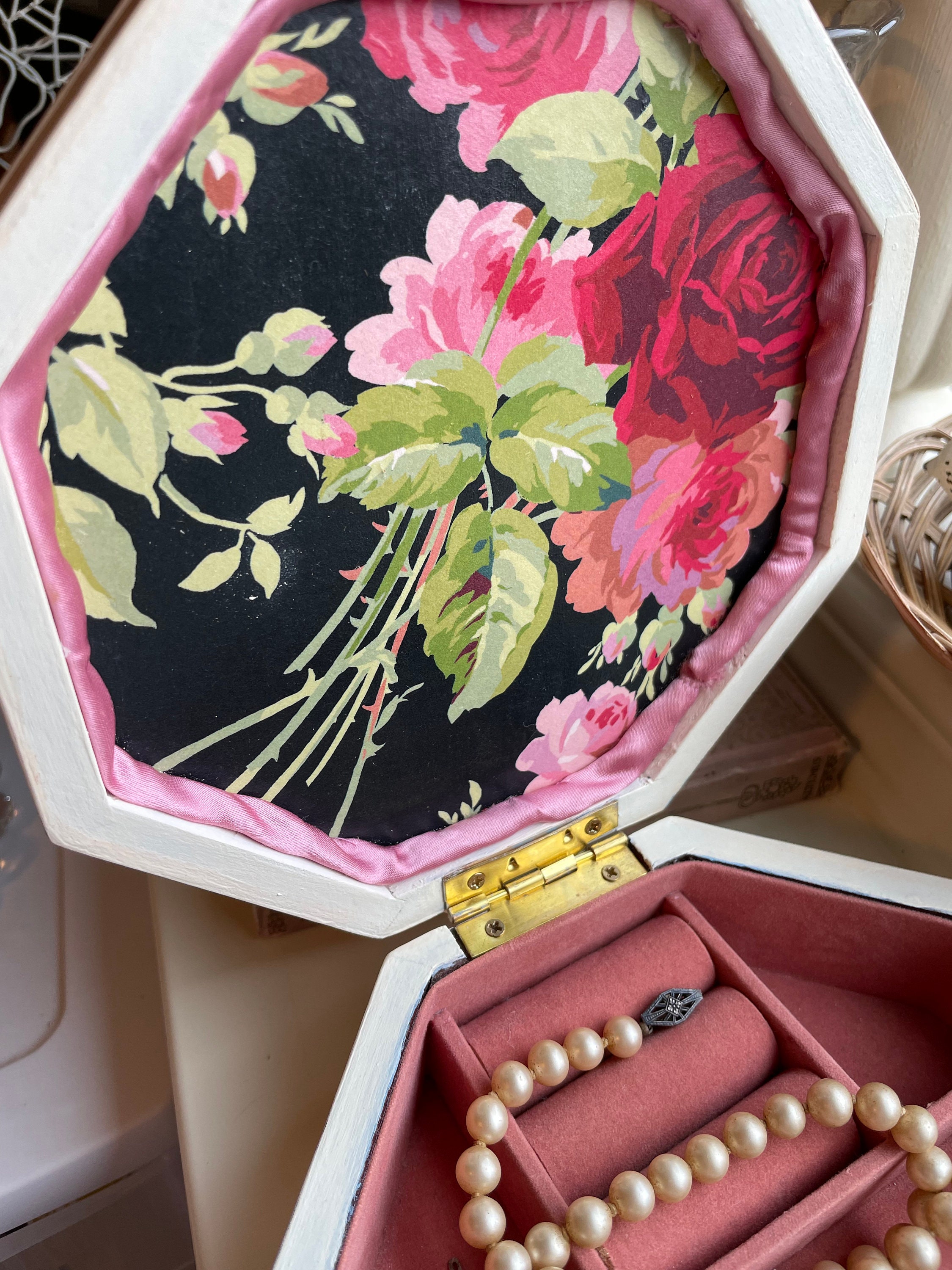 Vintage Rose Embellished Jewelry Box, Vintage Rose Jewelry Box