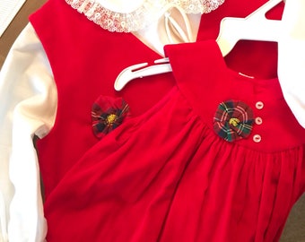 Set of 2 Childs Velvet Christmas Dresses , Dress Toddler, Vintage Childs Clothing, Vintage Childs Clothing,Christmas Gifts