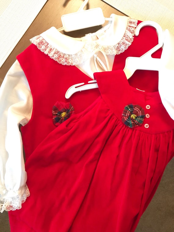 Set of 2 Childs Velvet Christmas Dresses , Dress T