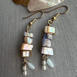 Multi Colored Abalone Shell Earrings, 14k Gold Filled, Dangle Drop, Gifts for her, ForevermoreJewels