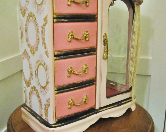 French Chic Upcycled Jewelry Box Upcycled Jewelry Box French Vintage Jewelry Box Gift Ideas Pink