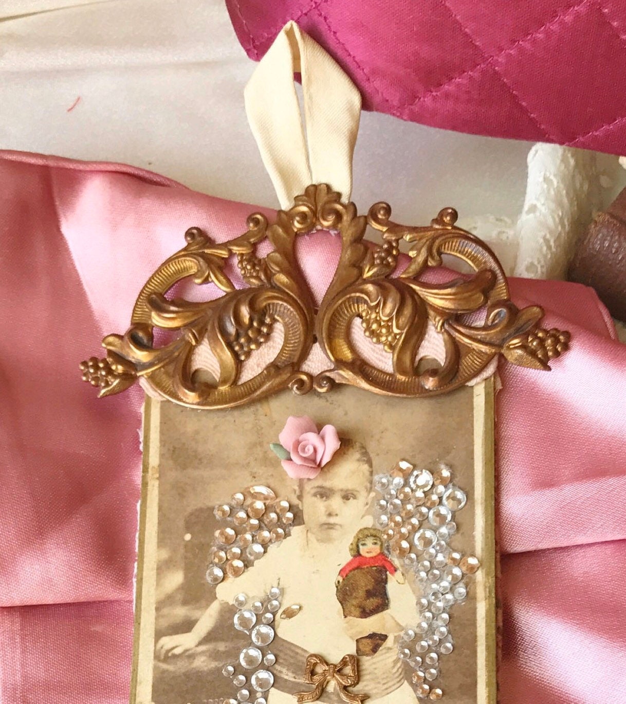 Vintage Photo Gift Tag, Vintage Photo Collage, Unique Gifts, Hang Tag