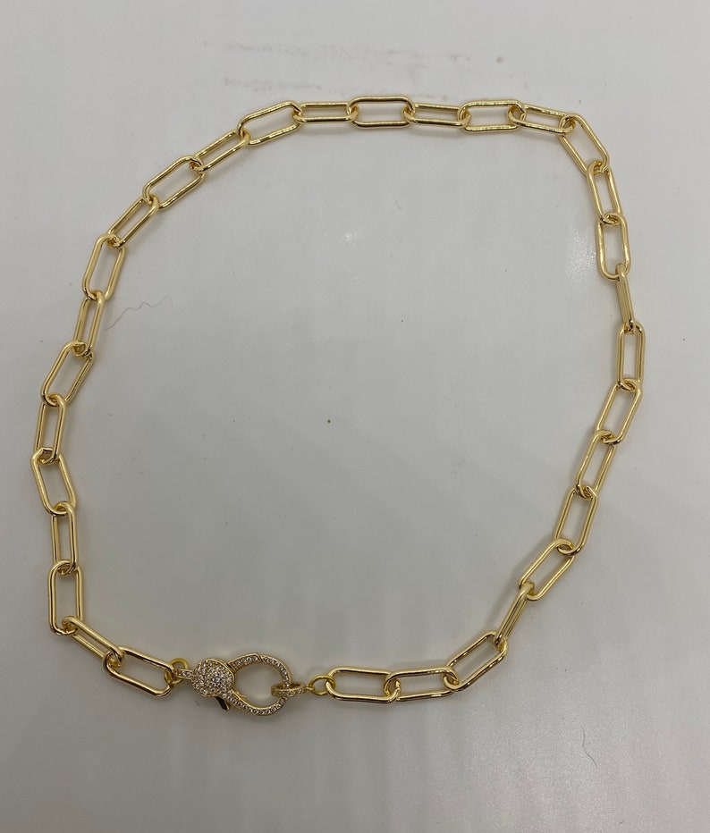 18 Karat Gold Plated paper clip necklace Oval NecklaceChain Etsy