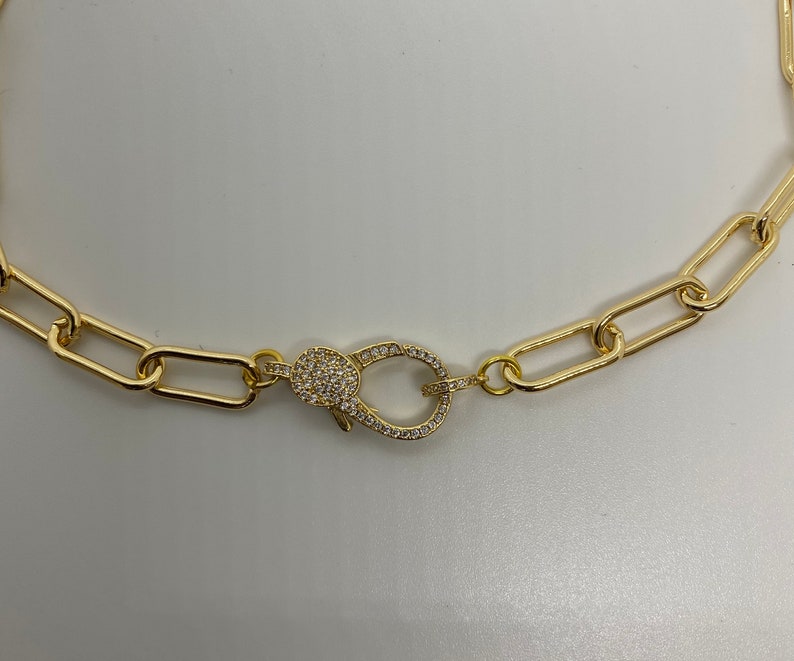 18 Karat Gold Plated Paper Clip Necklace Oval Necklacechain Etsy