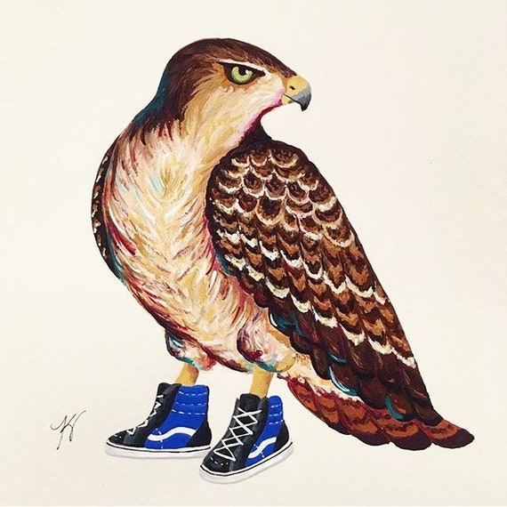 bird wearing shoes