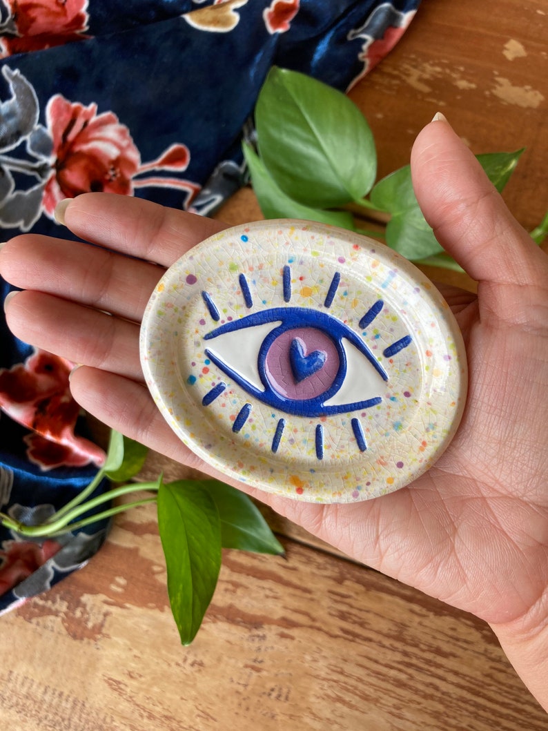 Evil eye trinket dish ring dish ceramic jewelry tray Etsy