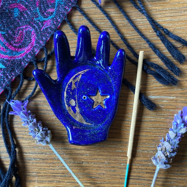 Hand incense holders, ceramic hand, incense holders, incense burners, ceramic Palm, ceramic incense burners, ceramic star, crescent moon