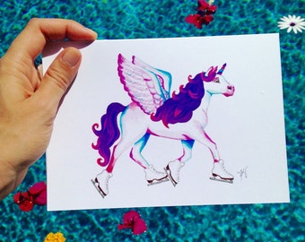 Unicorn card, unicorn emoji, pegasus, pink, greeting card, just because, blank cards, birthday unicorn, gay cards, girly cards, stationary