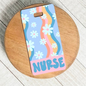 Retro Badge Buddy, Floral Badge Backer, RN Badge Reel, Badge Buddy Custom, Nurse Badge Buddy, Work Bestie Gift, Personalized Badge Buddy