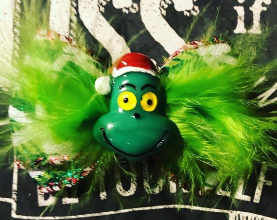 2" Grinch Mini Bow- Grinch Dog Bow - Dog Bows - Bows for Dogs - Holiday Bows - Hair Bows for Dogs - Holiday Bow