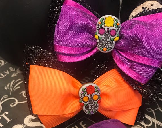 4" Candy Skull Bows - Day of the Dead Bows - Bows for Girls - Hair Bows for Girls