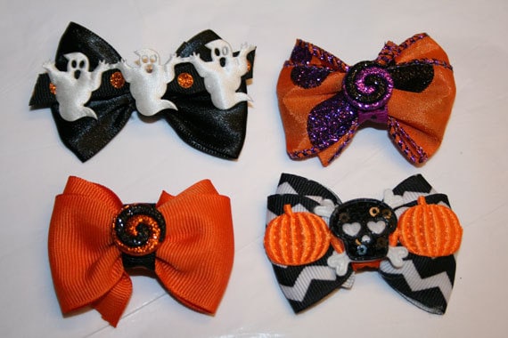 2 for 7.95 - 2" Halloween Mini Dog Bows - Bows for Halloween - Halloween Dog Bows - Dog Bows - Bows for girls