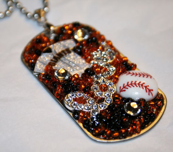 LOVE San Francisco Giants Inspired Bling Embellished Necklace - Baseball Team Jewelry - San Fransicso Giants Jewelry