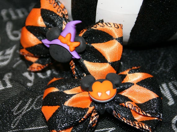 Mickey and Minnie Mini Halloween Bow Set