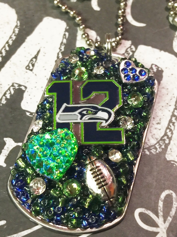 Seattle Seahawks Inspired Embellished Dog Tag Necklace