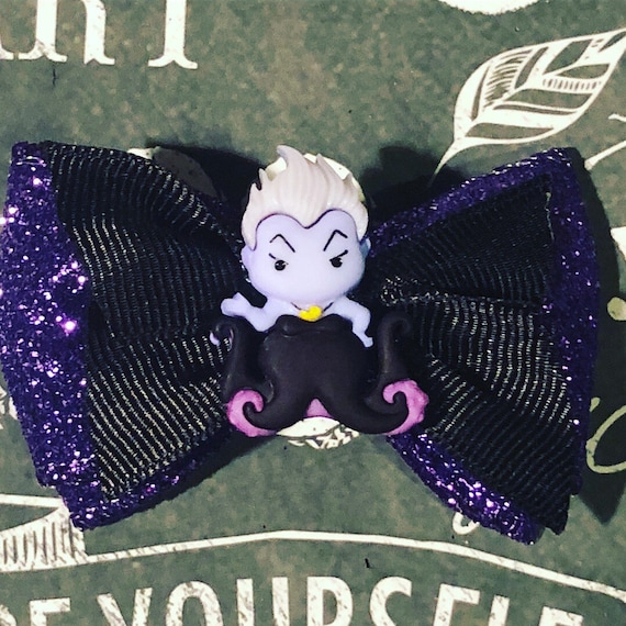 2” Ursula Mini Bows for Dogs or Girls - Sparkly Bows -Dog Bows - Purple and Black Bows- Disney Witch Bows
