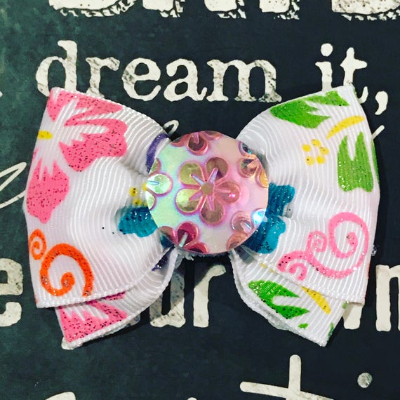 2" Hawaiian Mini Bow - Dog Bows - Flowers - Spring - Bows for Girls - Baby Bows
