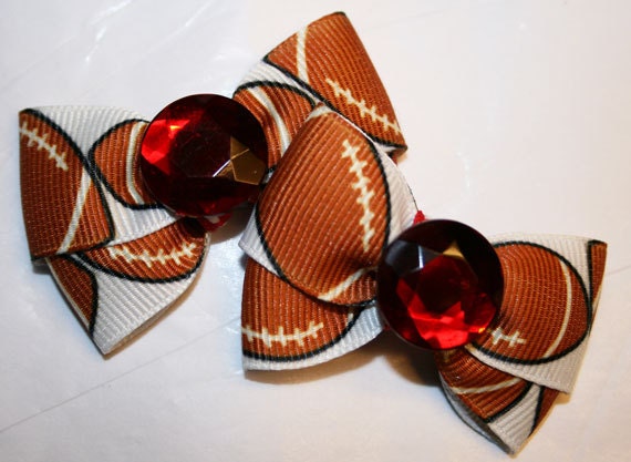 Set of Two Mini SF 49er Inspired Football Bows