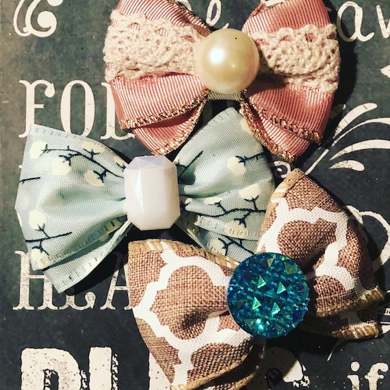 2" Elegant yet Simple Mini Bows - Dog Bows - Bows for Dogs - Sparkly Bows - Bows for Girls - Hair Bows for Dogs