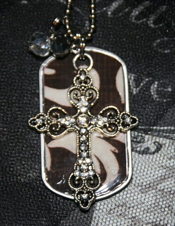 Bling Cross Embellished Dog Tag Necklace