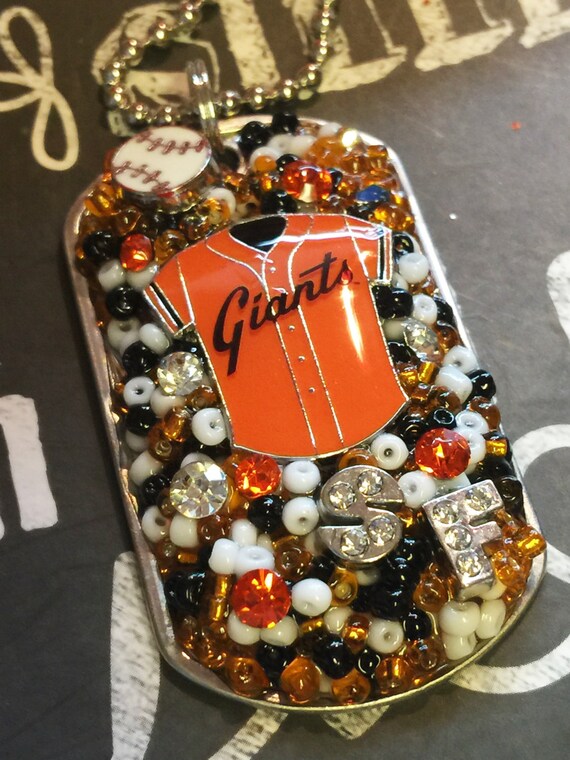 SF Giants Inspired Jersey Bling Embellished Necklace - Baseball Jewelry - SF Giants Jewelry - Necklaces - Dog Tag Jewelry - Gifts