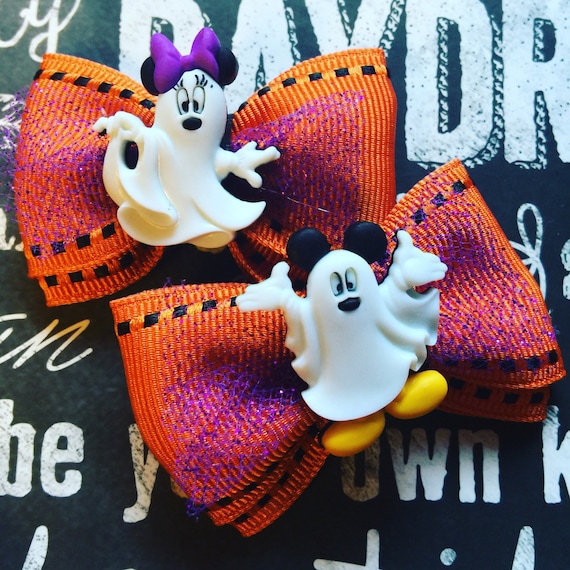 Ghost Mickey and Minnie Mini Halloween Bow Set