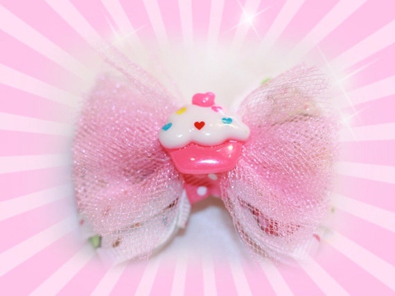2" Cupcake Birthday Mini Dog Bow