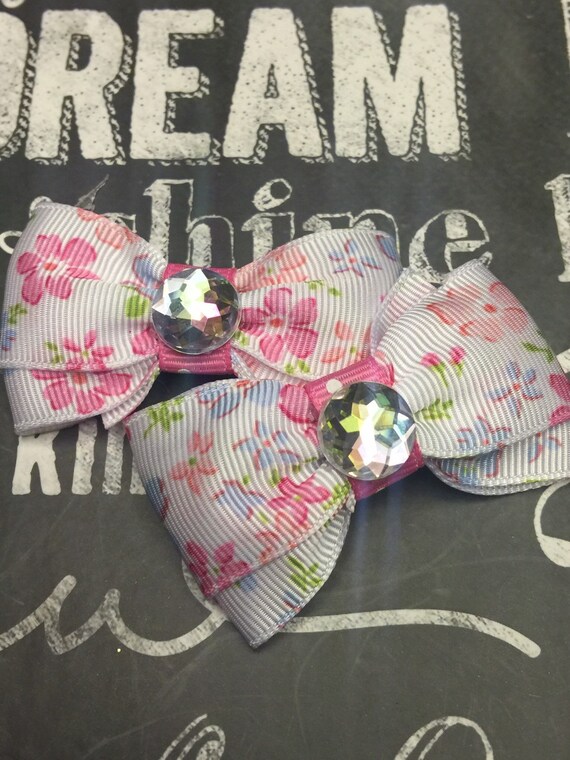 2" Spring Floral Mini Bow Set