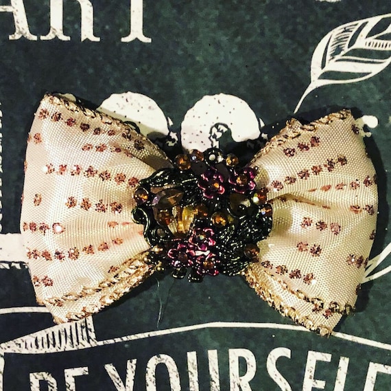 2" Glitzy Vintage Holiday Mini Bow - Dog Bows - Bows for Girls - Vintage Bows - Holiday Bows - Chistmas Bows