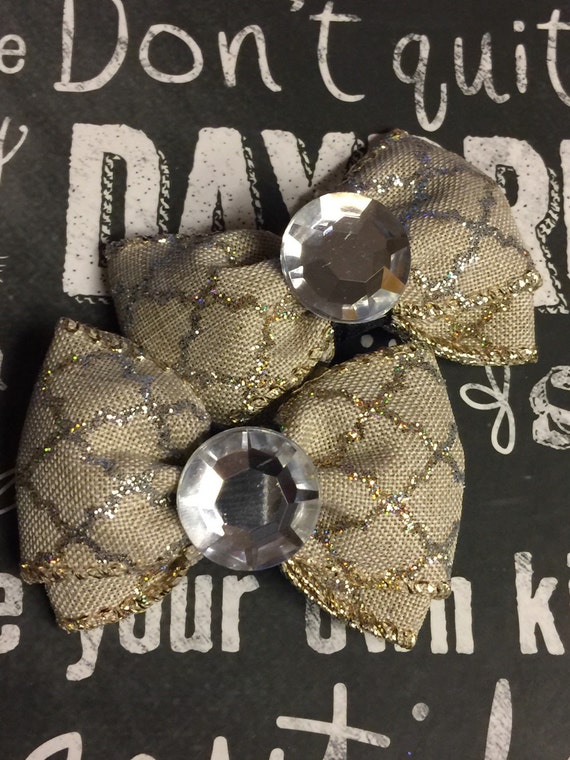 2" Glitter Burlap Mini Bow Set - Bows for Girls - Bows for Dogs - Hair Bows for Dogs - Burlap Bows - Sparkly Bows