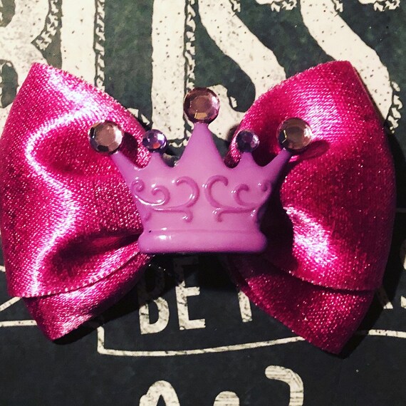 2" Pink Princess Crown Mini Bow - Dog Bows - Princess Bows - Bows for Girls - Princess Crown Bows - Bows for Dogs - Pink Bows