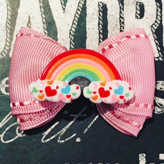 2" Rainbow Mini Bow - Dog Bows - Rainbows - Bows for Girls - Baby Bows