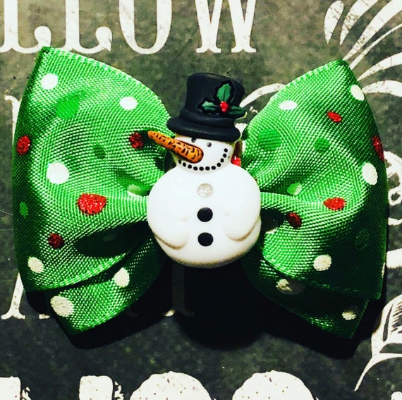 2" Snowman Mini Bow- Dog Bows - Bows for Dogs - Holiday Bows - Hair Bows for Dogs - Christmas Bows - Snowman Bow