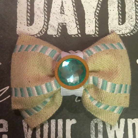 Bows for Dogs or Girls - Mini 2" - Burlap and Turquoise