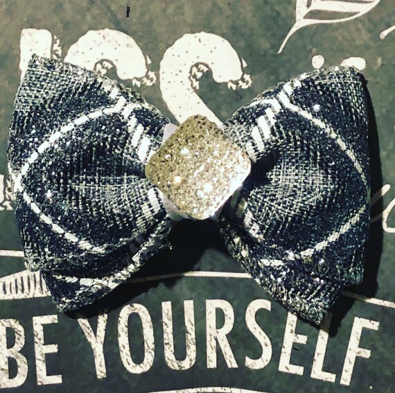 2" Limited Edition Grey Sparkle Mini Bow- Dog Bows - Bows for Dogs - Christmas Bows - Holiday Bows - Sparkly Bows