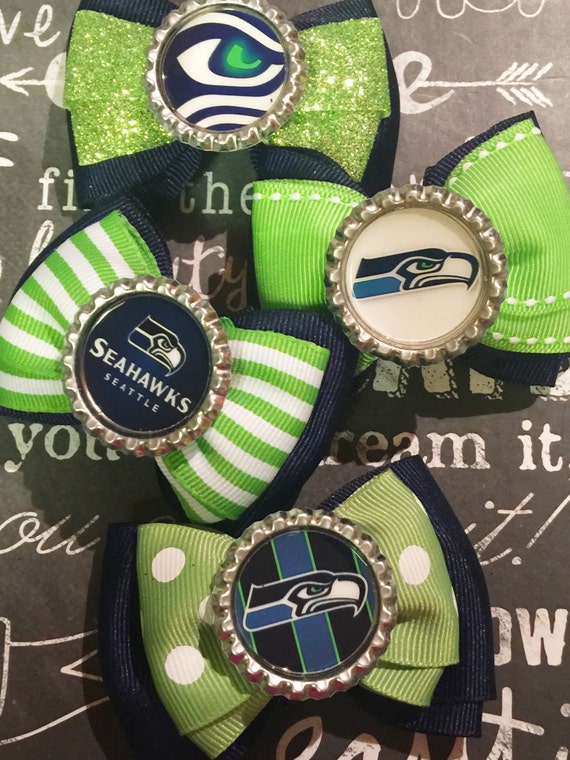 Seahawks Inspired Bottlecap Mini Bows